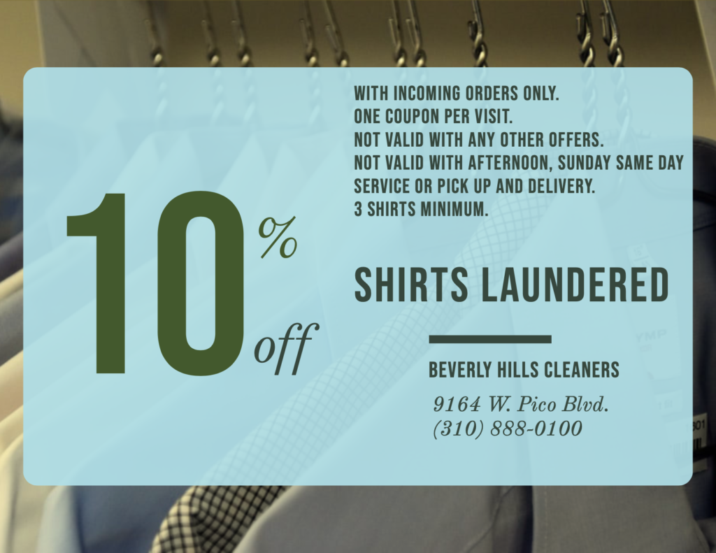 10% Off Shirts Laundered - Beverly Hills Cleaners